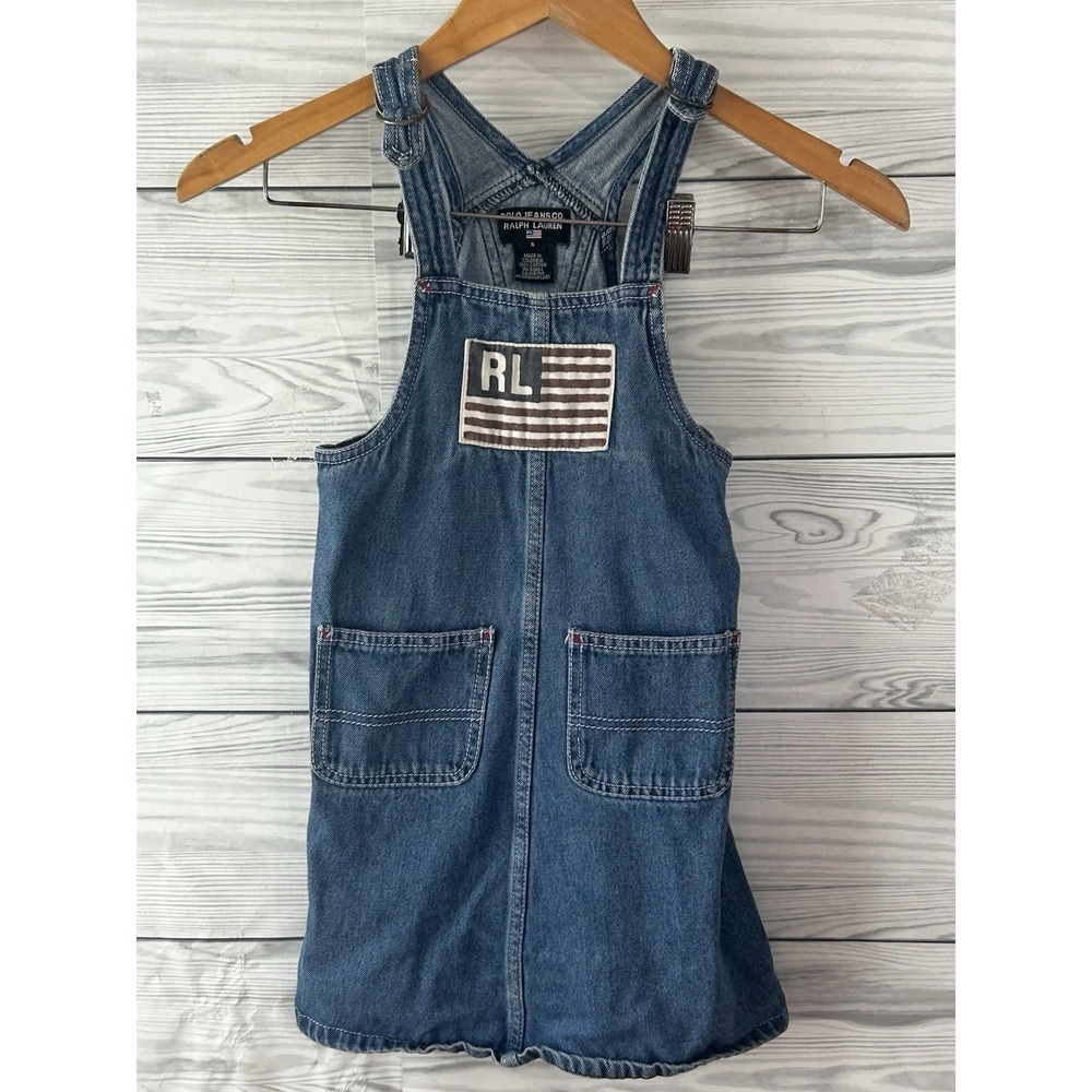 Ralph Lauren Polo Jeans Girls Size 5 Blue Jean Denim Dress Adjustable Straps 424